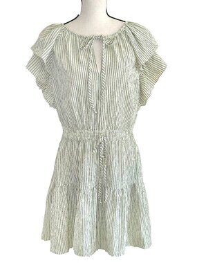 NWT Flutter Sleeve Stripe Ruffle Dress